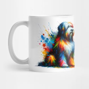 Vibrant Splashed Paint Polish Lowland Sheepdog Artwork Mug